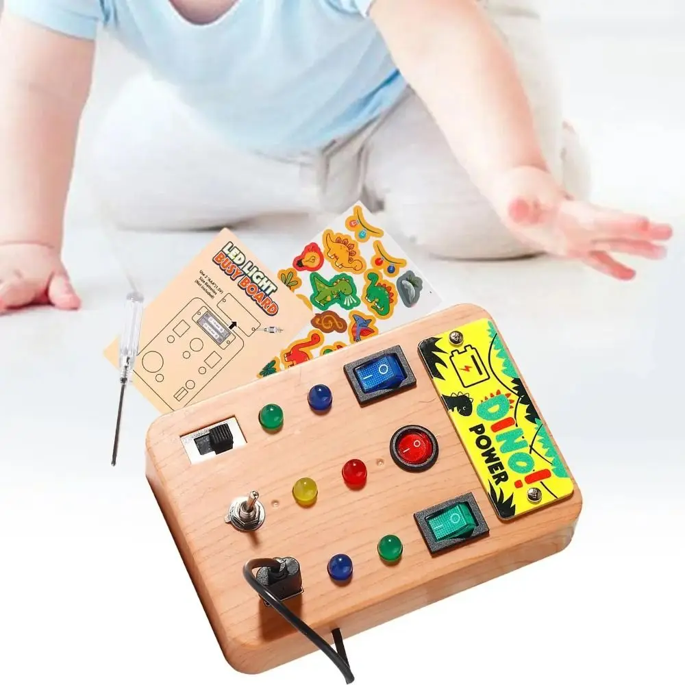 

Montessori Toddler Busy Board LED Light Switch Cartoon Sticker Kids' Activity Board Perception Cultivation Logic Exercise