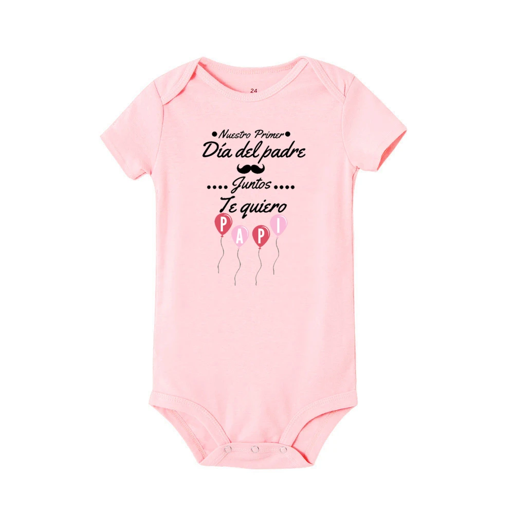 Our First Father\'s Day Together I Love You Daddy Printed Baby Bodysuit Father\'s Day Infant Outfit Newborn Short Sleeve Romper