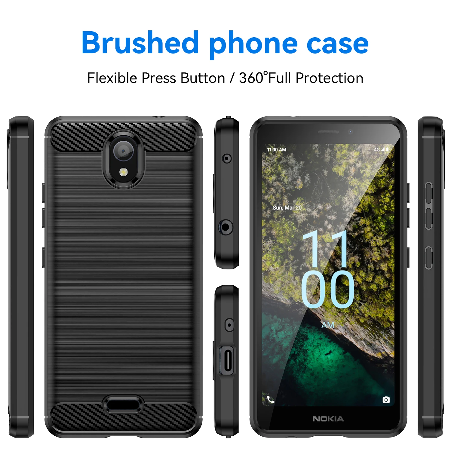 Soft Matte Case For Nokia C100 nokiac100 Luxury Silicone Protective Back Cover for nokia c100 Shockproof Carbon Fiber Cases