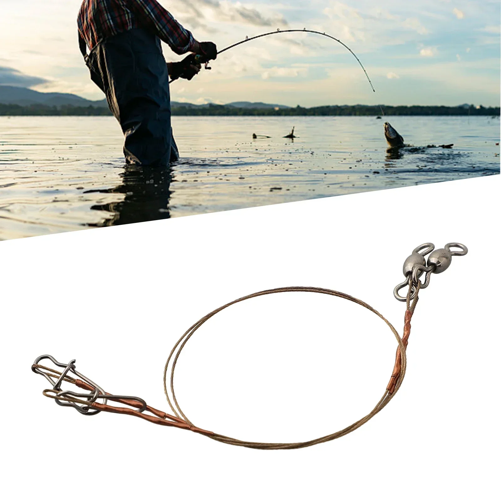 2pcs Fishing Line Stainless Steel Wire Leader With Snap Swivels Wire Leadcore Leash 20/30/40cm Fishing Accessories Tackle Tool