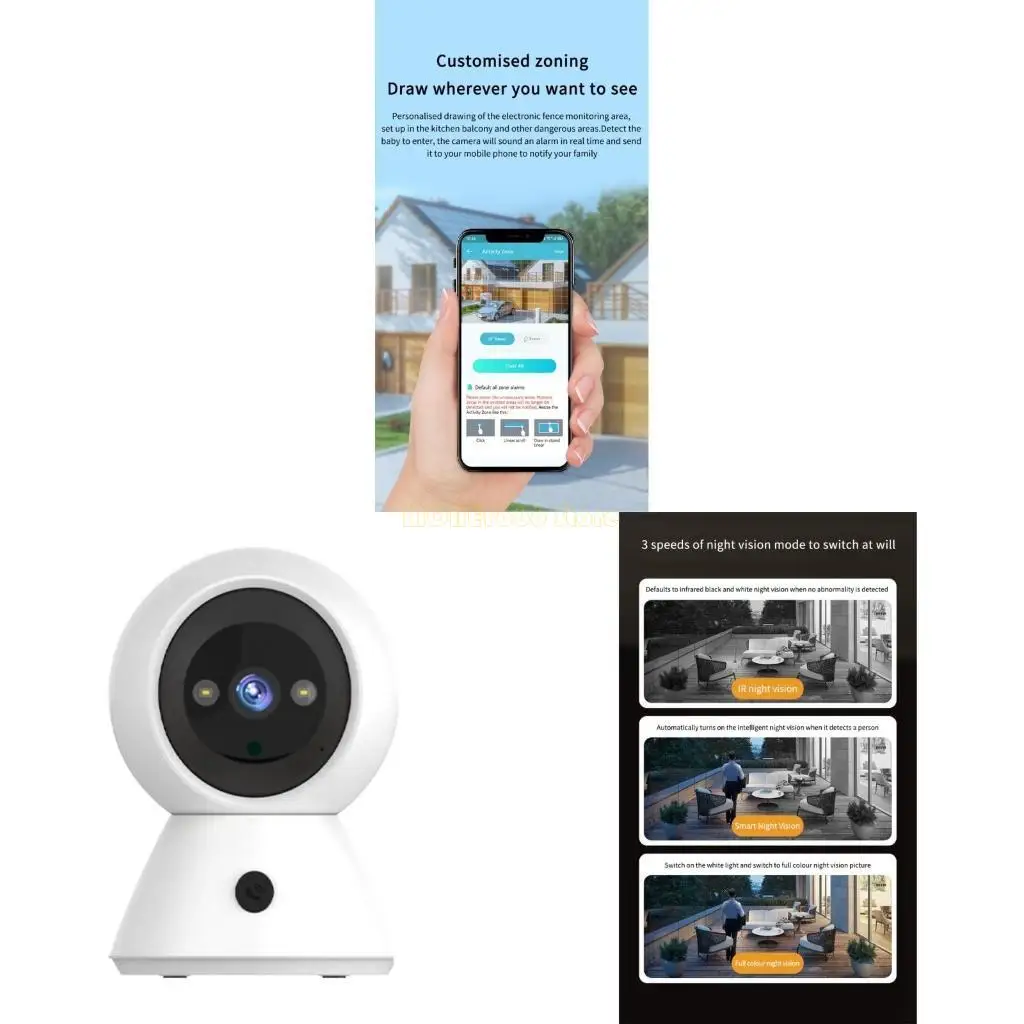 F62C 1080p كاميرات WiFi الأمنية للأمن المنزلي ، في الهواء الطلق اللاسلكي مع اكتشاف الحركة ، الأضواء/إنذار صفارات الإنذار ، حديث