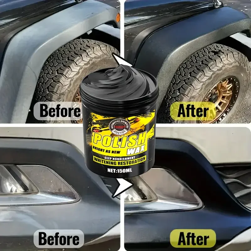 Pasta de reparación de plástico para coche, plástico, agente ennegrecimiento de caucho | Repara arañazos, mejora el brillo, protección UV, restaura el brillo interior.