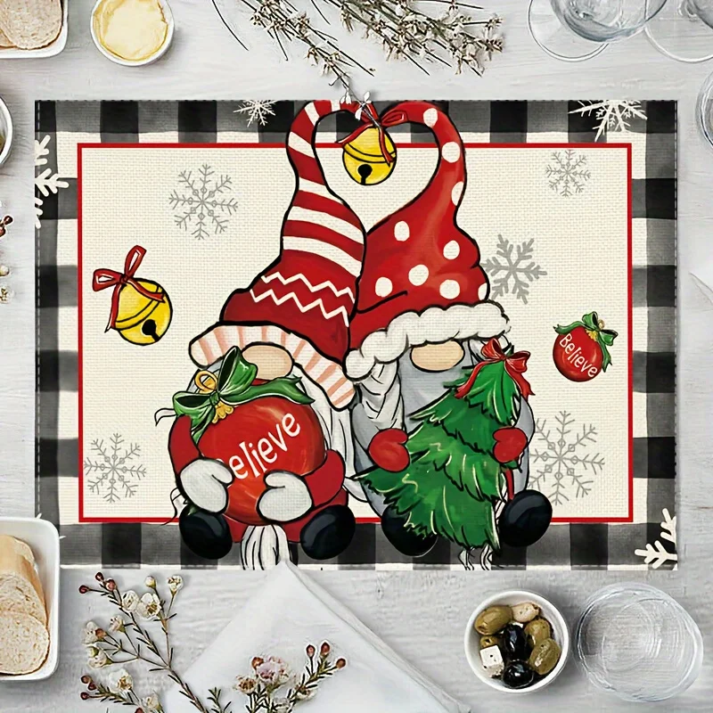 

Christmas Placemats 30x40cm Festive Santa Snowflake Design Rectangular Table Mats for Holiday Dining Decor Party Catering Use