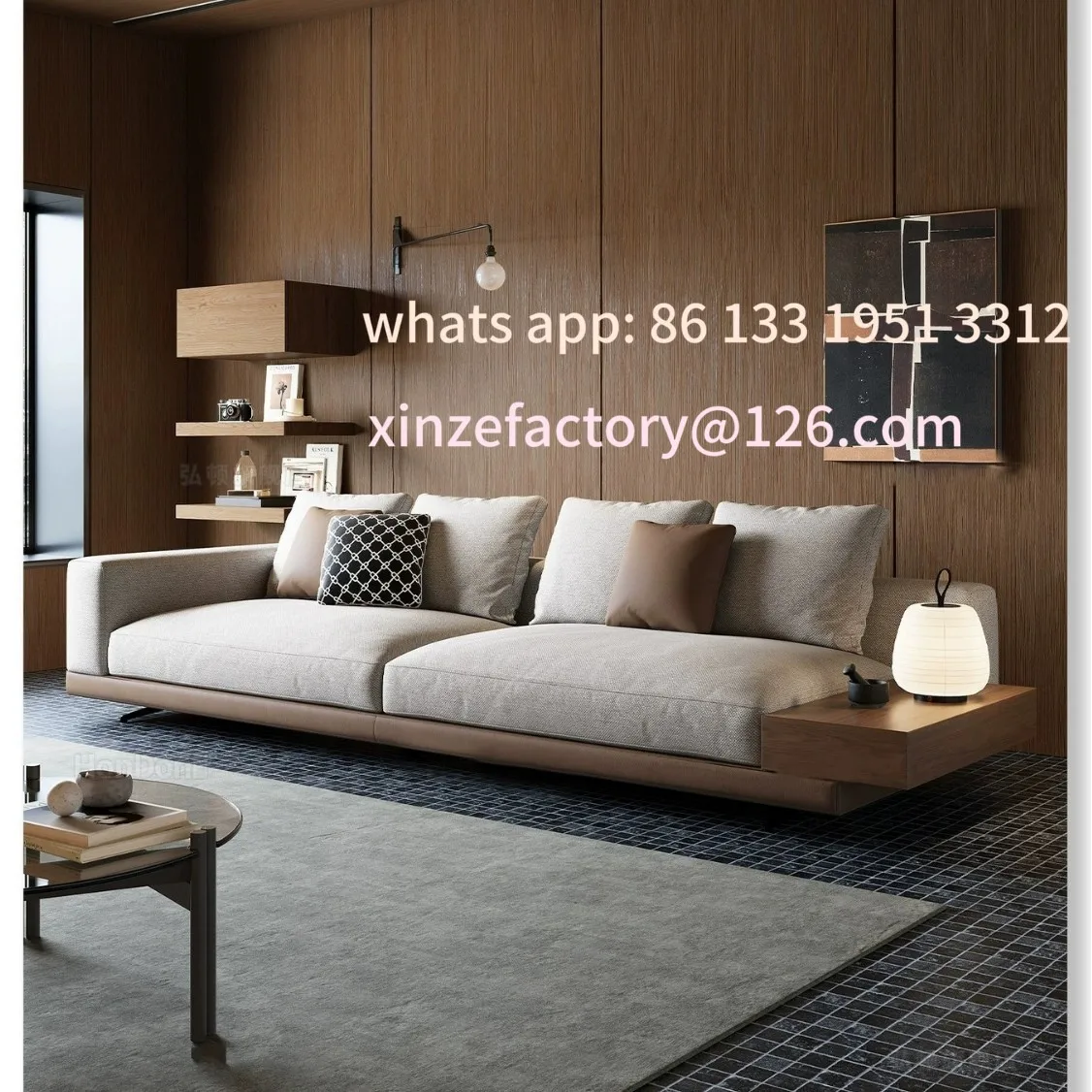 

Customizable linen fabric sofa Living room Italian minimalist sofa Modern removable and washable straight row suspended sofa