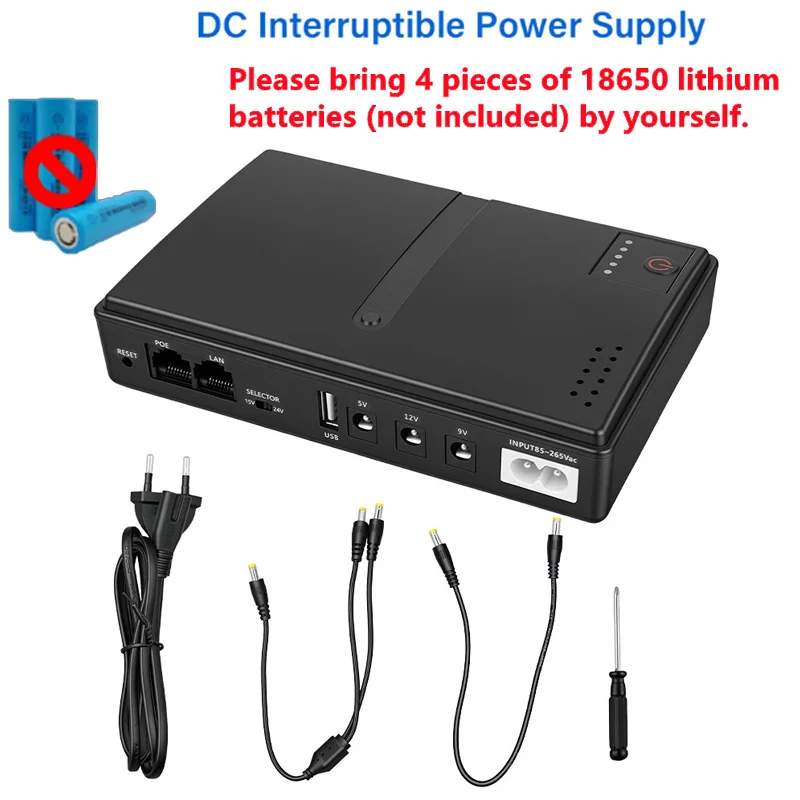 DC UPS Uninterruptible Power Supply 5V 9V 12V Optical Modem Monitoring Backup Power Adapter WiFi Router UPS Replaceable Battery