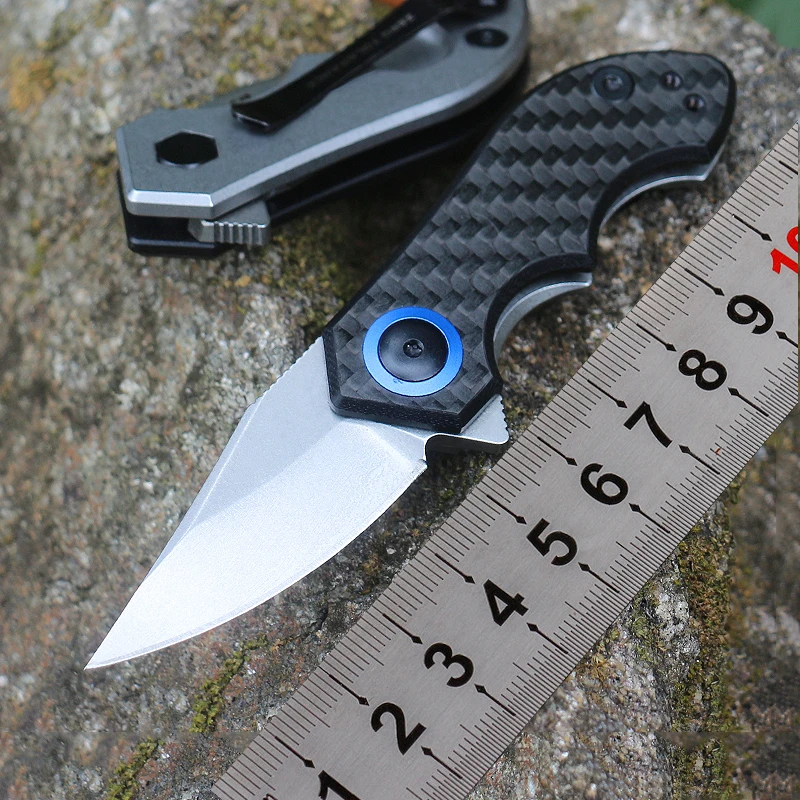 Mini Folding Knife Survival Pocket Knife Outdoor Portable Carbon Fiber Handle Camping Sharp EDC Fruit Knives Hunting Hand Tools