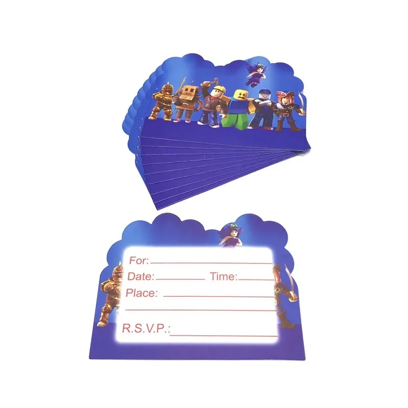 10 قطعة سلسلة ألعاب ROBLOX الكرتون صفحة واحدة النشاط ورقة بطاقة بطاقات دعوة حفلة عيد ميلاد لوازم بطاقة الأولاد الحسنات الطرف #4