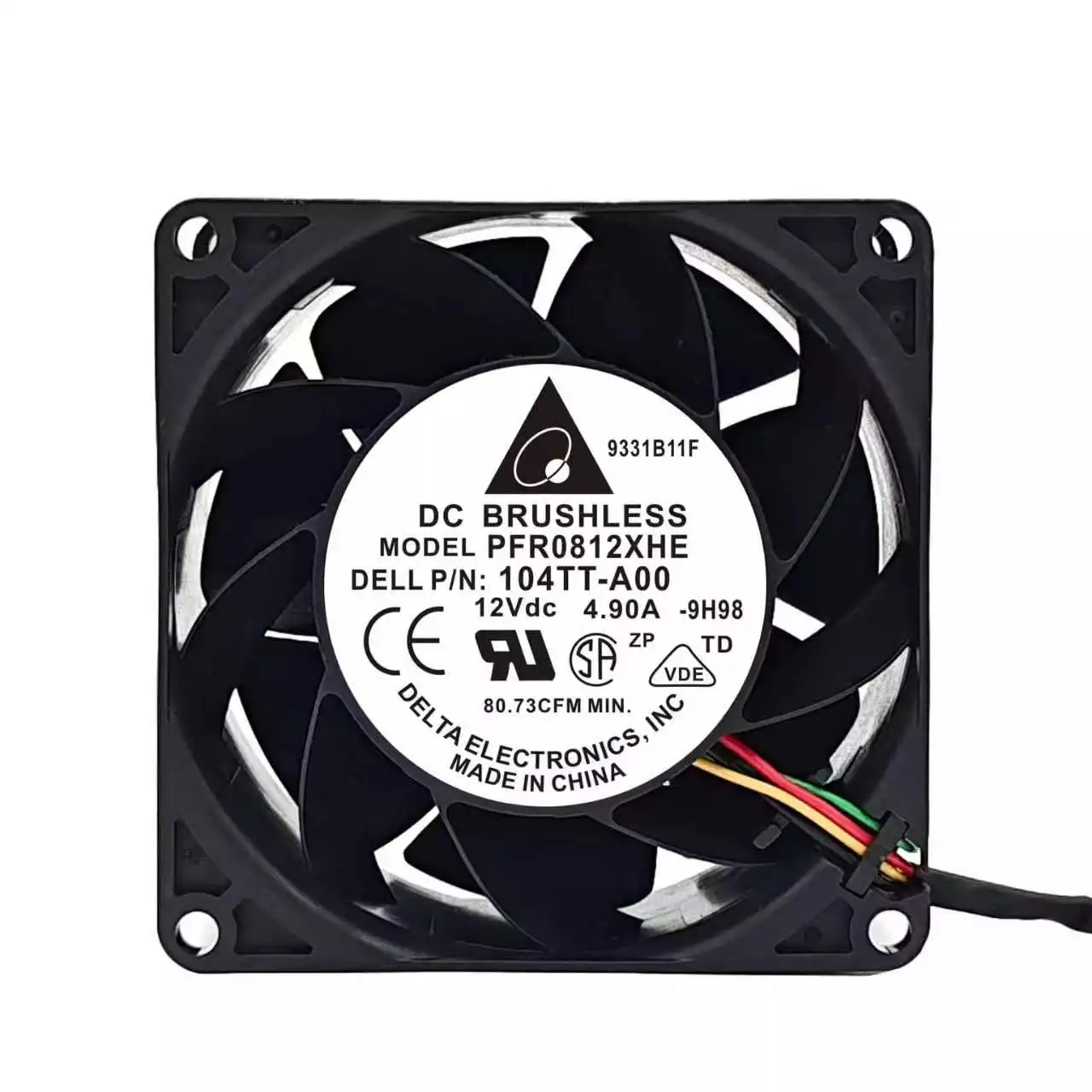 Original For Delta PFR0812XHE DELL P/N 104TT-A00 12V 4.90A 8038 4-Wire PWM High Speed Server Miner Exhaust Axial Cooling Fan
