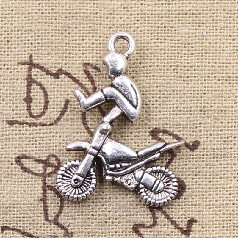 10pcs Charms Motorcycle Motorcross 29x23mm Antique Silver Color Pendants Tibetan Findings DIY Handmade Making Craft