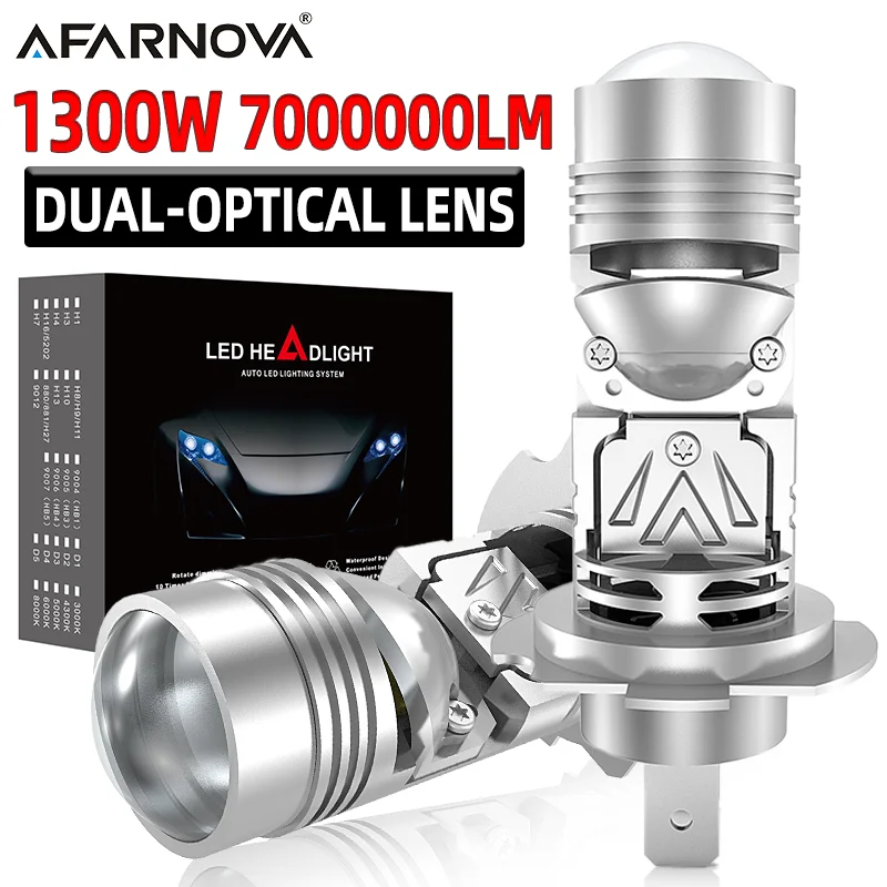 

2PC Projector H7 Lens LED Car Headlight Bulbs Mini Bi LED 7000000LM 1300W CANBUS Turbo Auto Motorcycle Bulbs H4 High Low Light