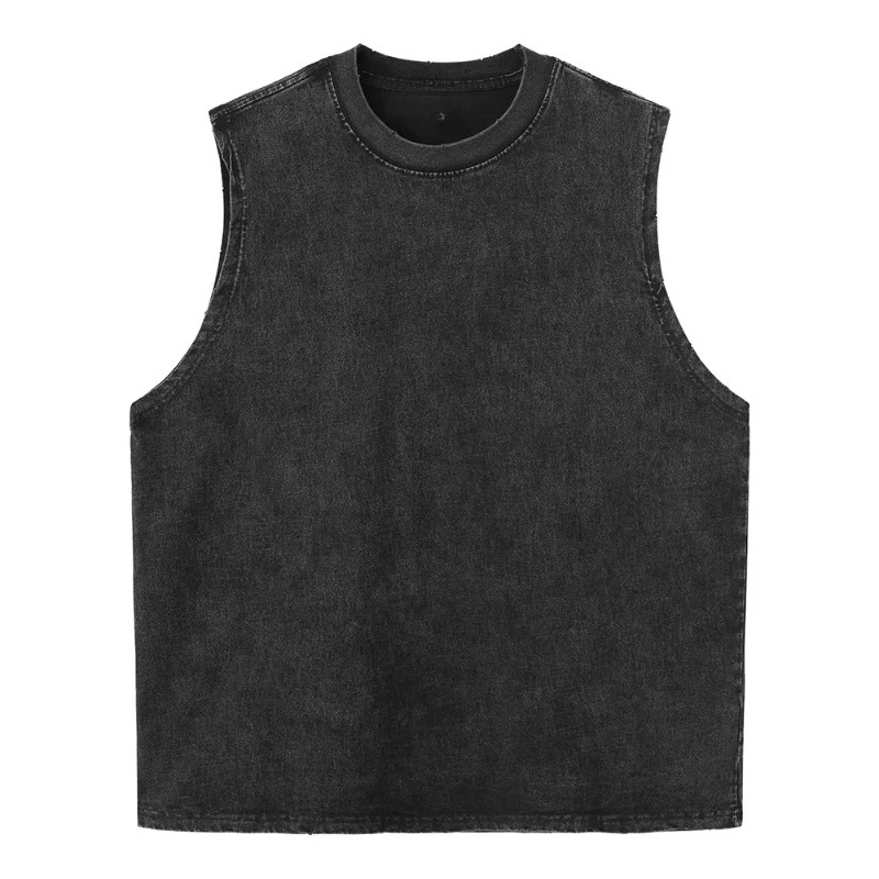 Vintage Gothic Rock Sleeveless Shirt, Cathedral Art & Logo Graphic, Washed Black Metal Streetwear Tank, Casual Loose Fit