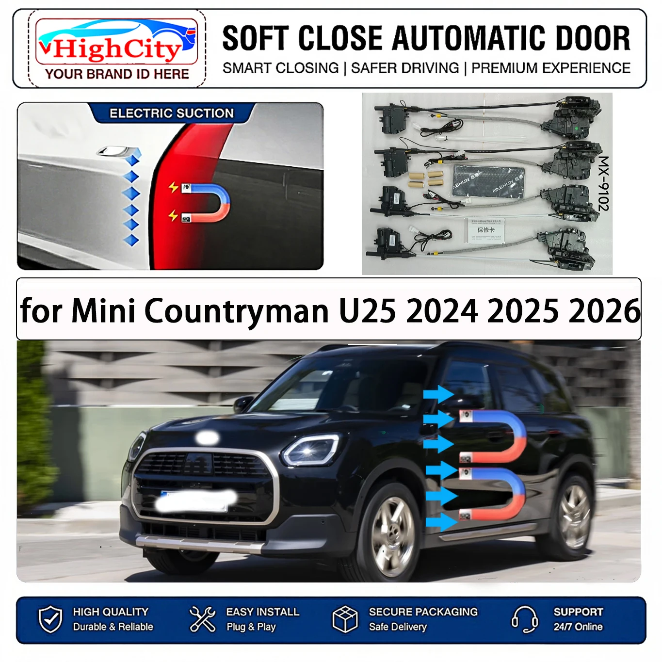 for Mini Countryman U25 2024 2025 2026 OEM Electric Suction Soft Close Door Kit Smart Anti Pinch Auto Cinch Latch System No Slam
