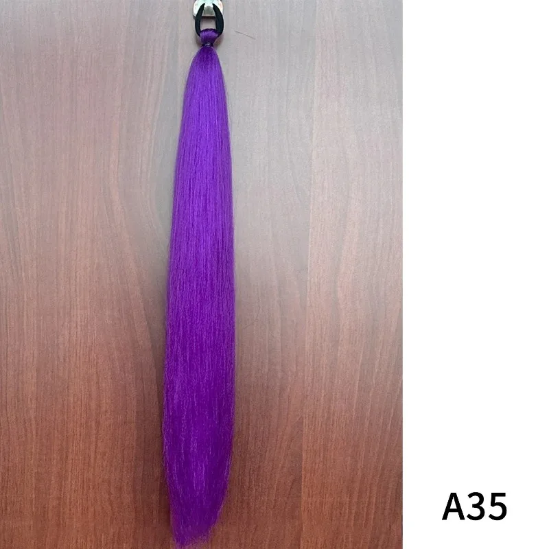 

Synthetic Purple Ponytail Extension with Rubber Band Long Straight DIY Braided Pony Tail Hairpiece Women Hair Accessories