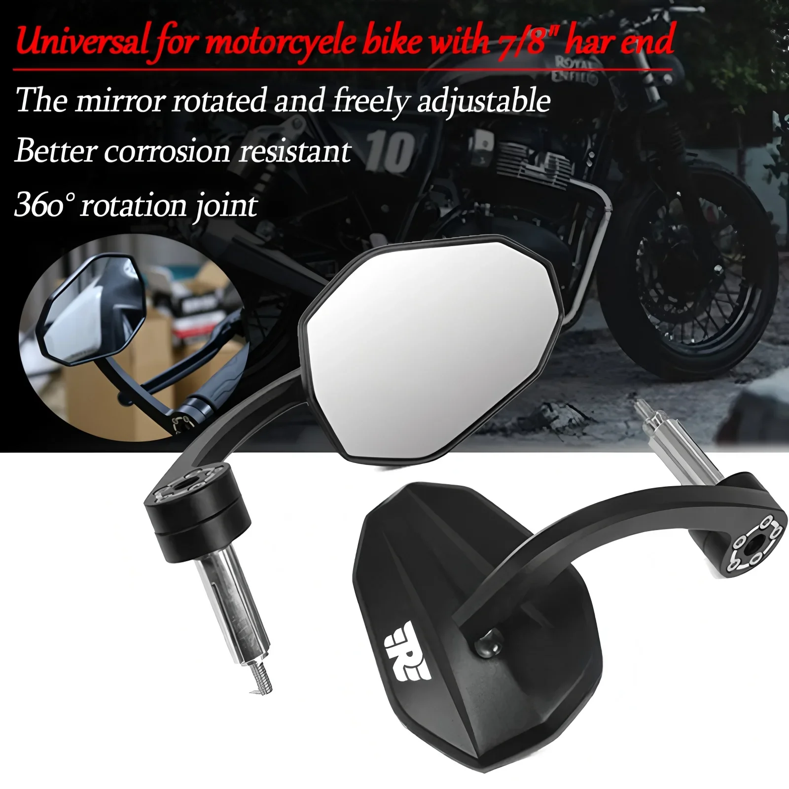 

Для Royal Enfield Bullet/Meteor/Classic 350 500 Interceptor 650, мотоциклетные зеркала с ЧПУ, ретро наконечник руля, задний вид