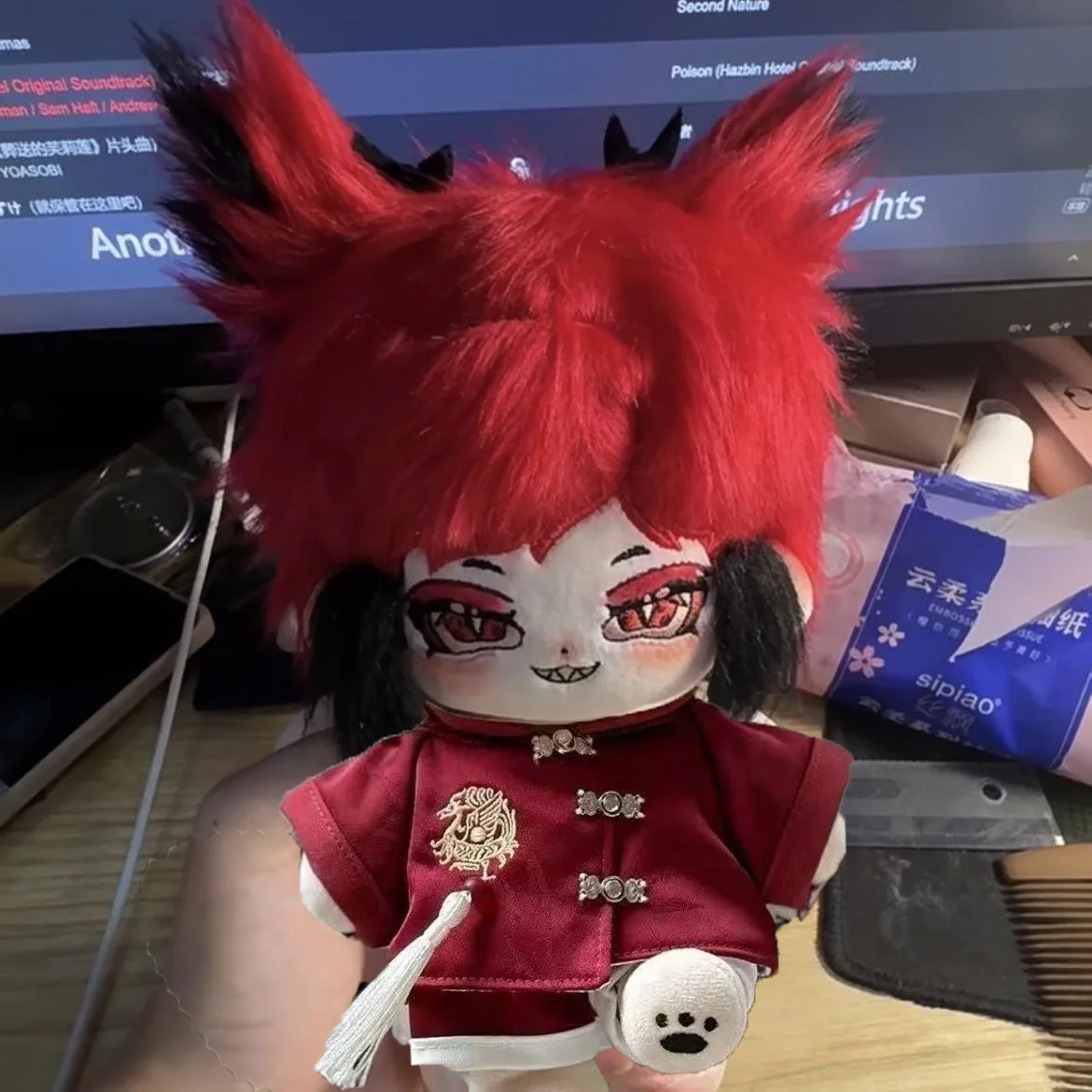 

20cm Hazbin Alastor Plushie Doll Cartoon Dress Up Hotel Alastor Plush Doll Toy Collectible Figure Toys Halloween Xmas Gifts