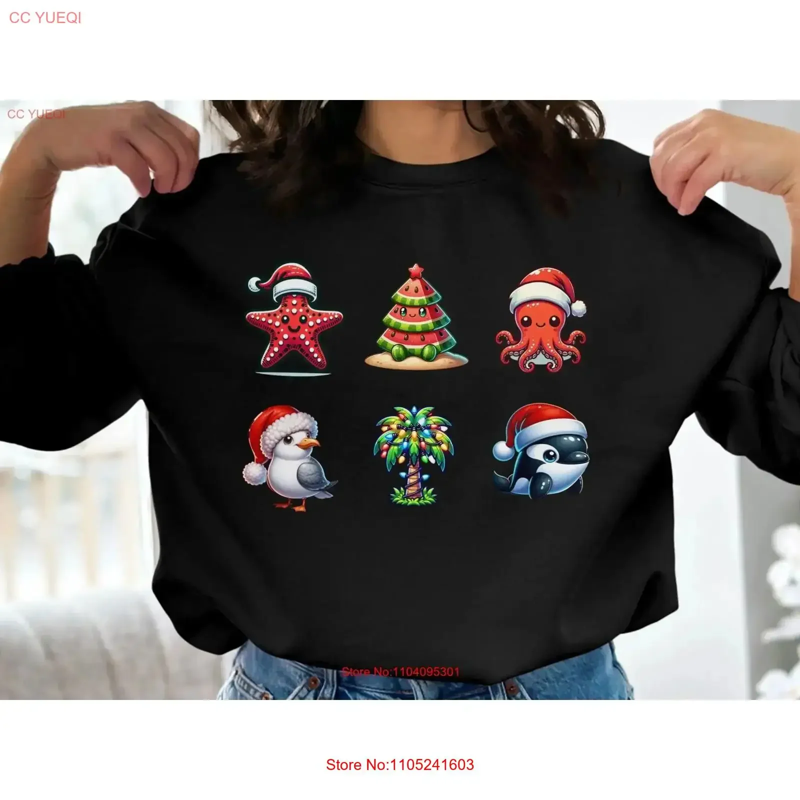 Christmas in July Themed T Shirt Fun Holiday Sea Creatures Cute Idea Plus Sizes Available Beach Party Apparel Summer vintage