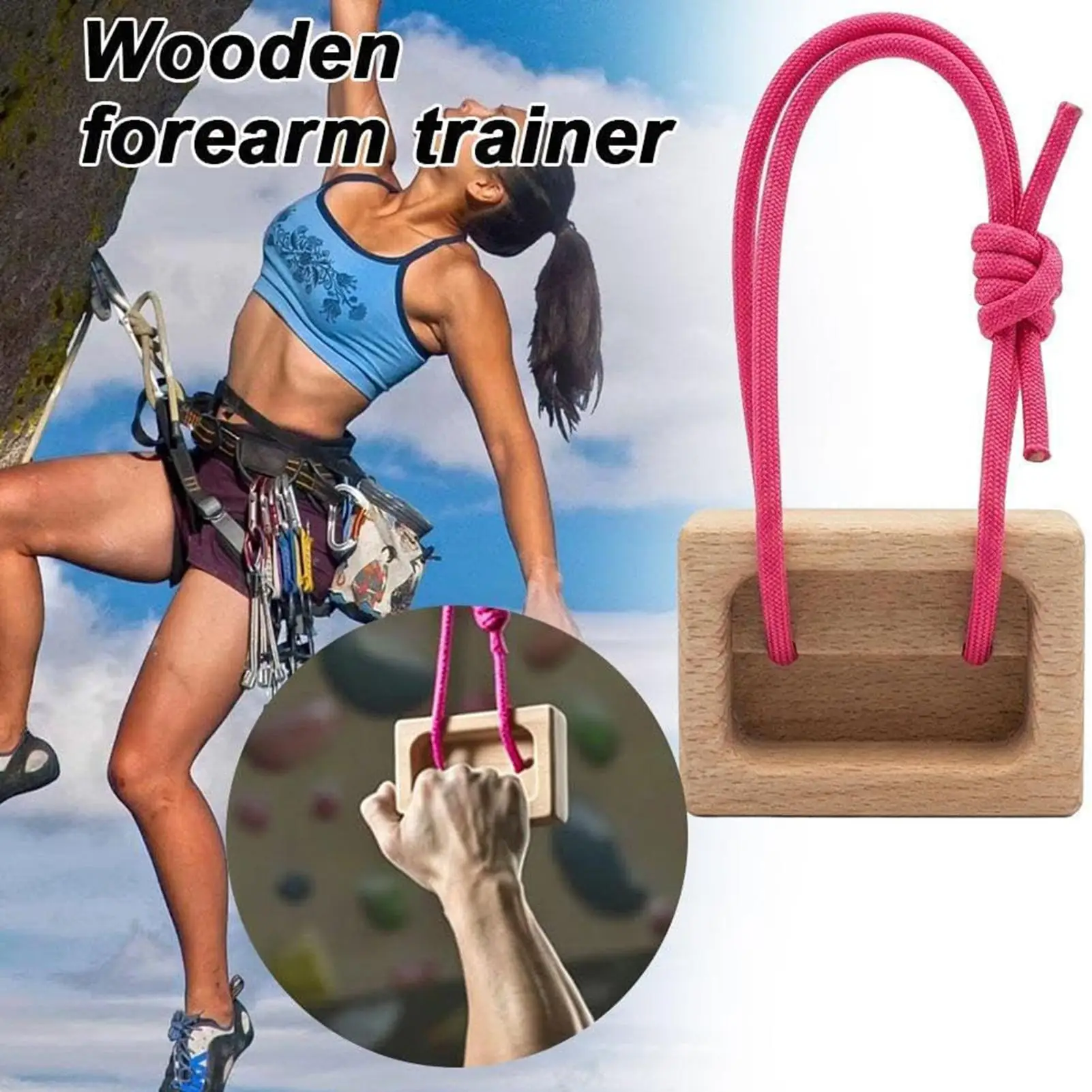 Rock Climbing Holds Wooden Compact Portable Training Equipment Fingerboard Trainer for Hand for Pull-Up Exercise Indoor Outdoor
