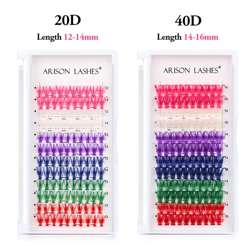 Imagen 2 del producto ARISON 120 grupo de pestañas individuales coloridas, 6 extensiones de pestañas de colores mezclados, pestañas postizas para maquillaje de fiesta y Festival