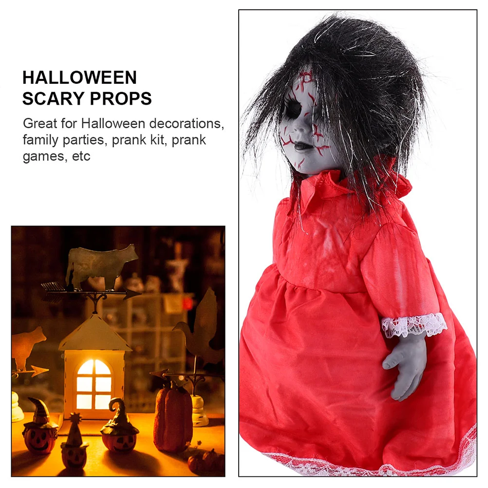 2 Pcs Halloween Voice-activated Induction Luminous Walking Decor Toy Creepy Dolls for Plastic Plush Bar Adornments