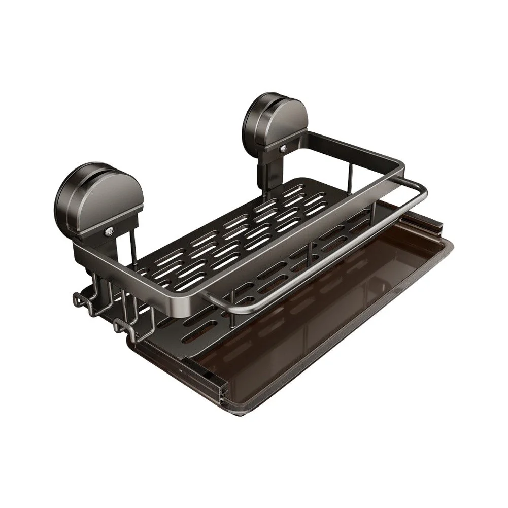 Kitchen Sponge Holder Aluminum Wall Mount with Removable Drip Tray No Drill Required 31x13x6cm Gray White Options