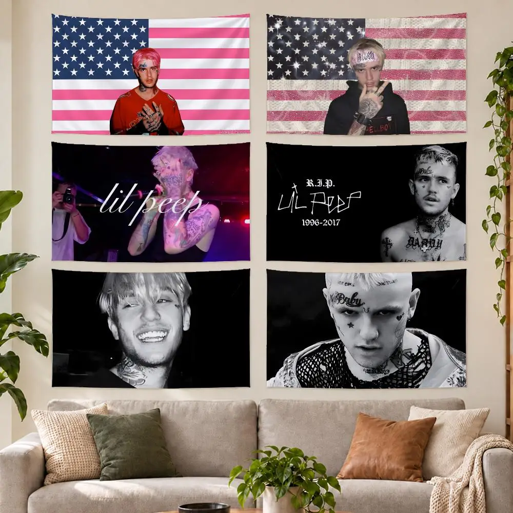 Rrapper Lil P-Peep Tapestry Outdoor Parties Bedrooms Living Rooms Dorm Rooms Wall Decor Banners Gifts