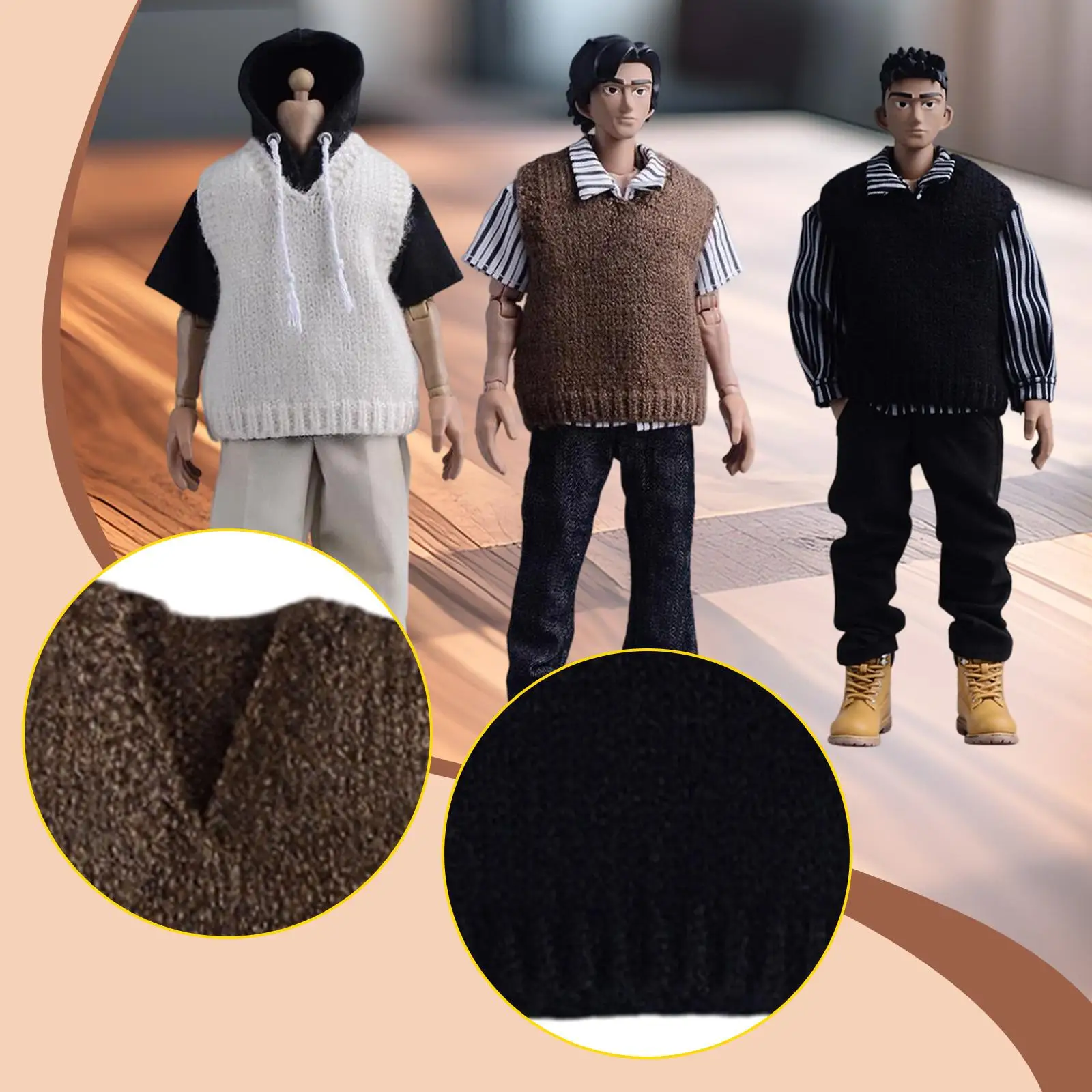 ニットノースリーブベスト 1 12 アクションフィギュア服ミニチュア男性ファッションドレスアップ 6 インチ男性モデル人形用