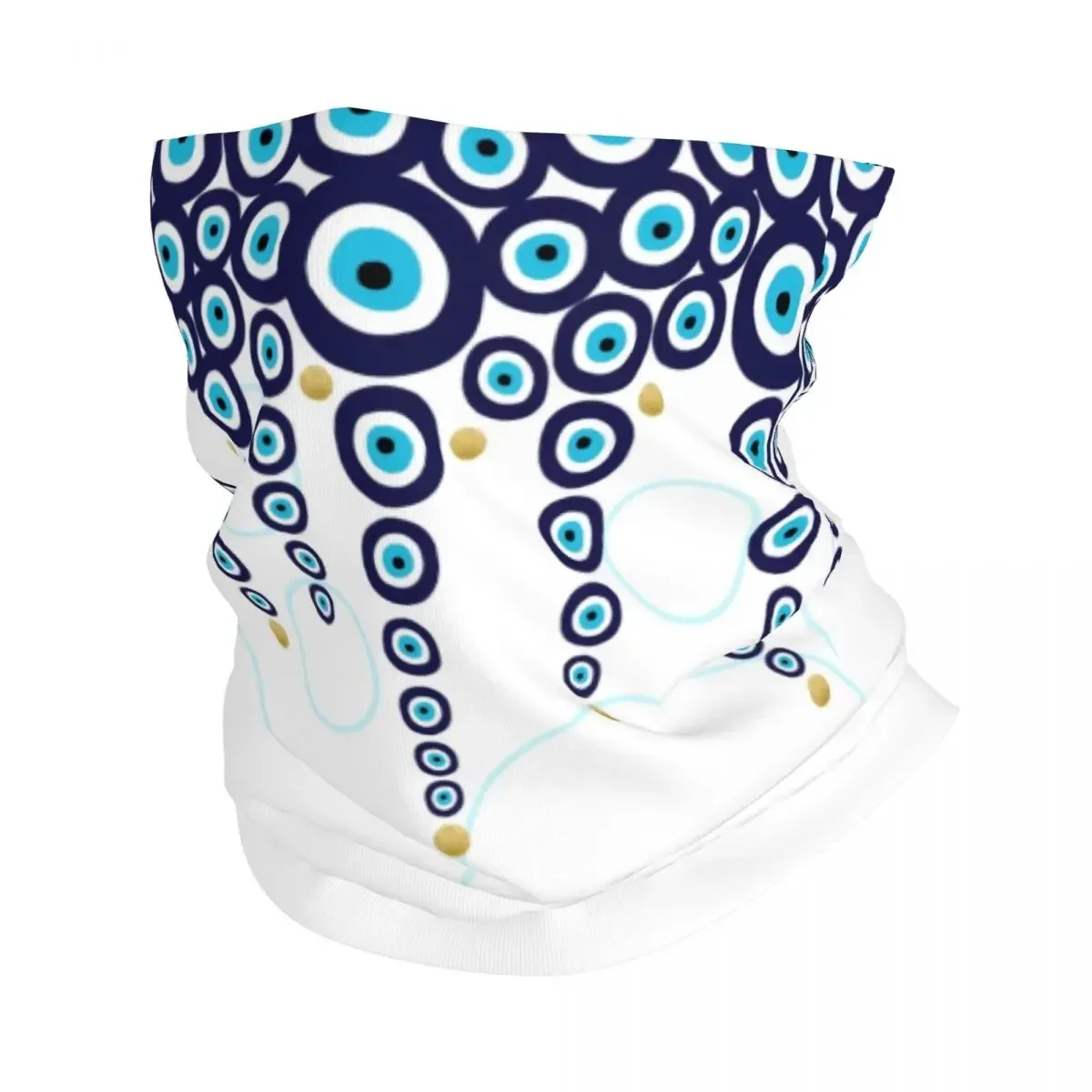 Mediterranean Turkish Evil Eye Hanging Beads Bandana Neck Warmer Winter Ski Tube Scarf Gaiter Tribes Amulet Art Face Cover