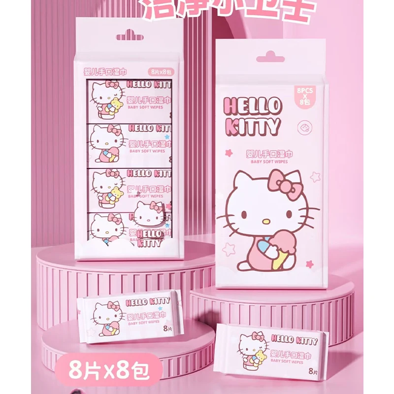 Hellokitty Pachacco Anime mała paczka mokra chusteczka kreskówka urocza podróżna przenośna chusteczki do czyszczenia urocza ręczniki nasączane dla