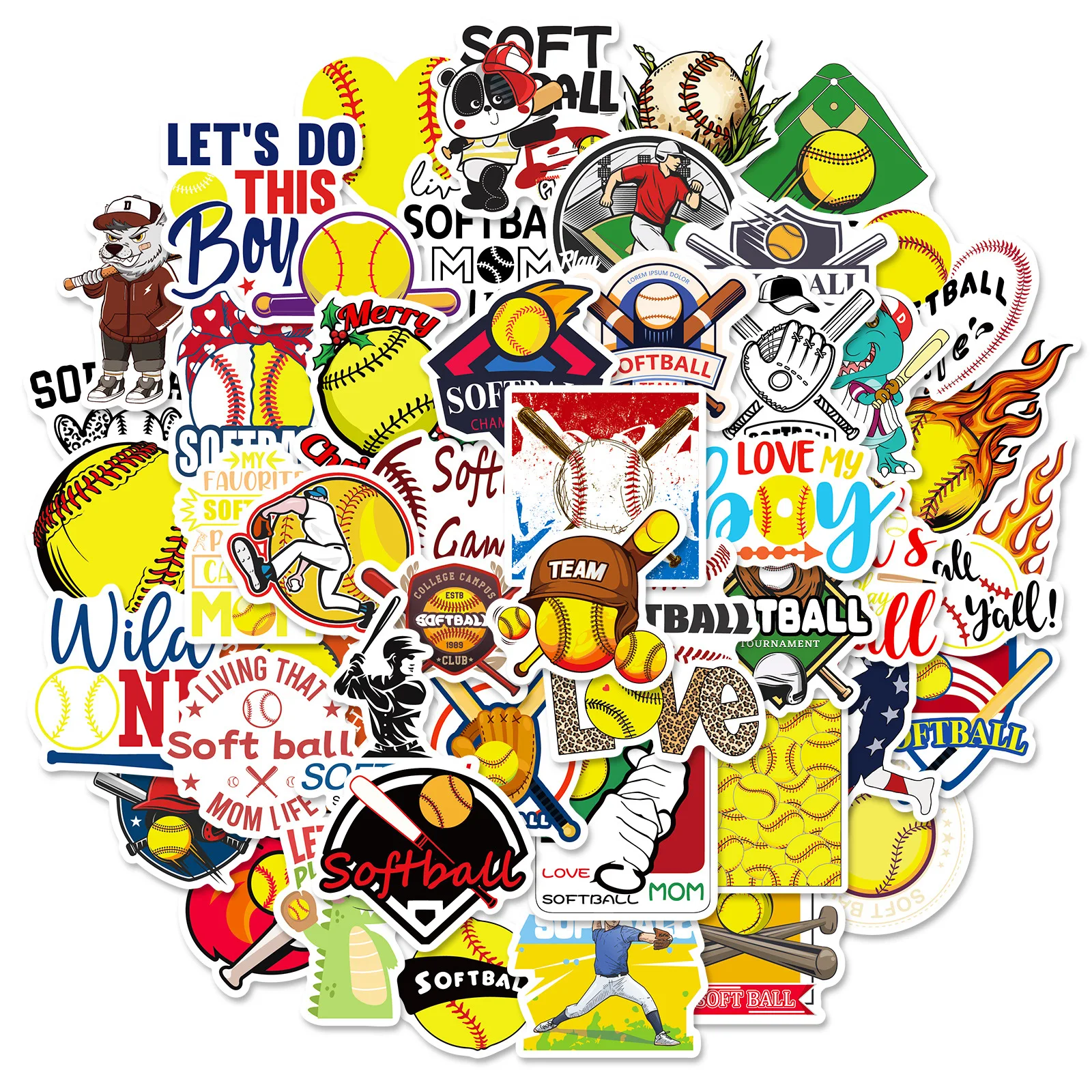 

10/50PCS Cool Baseball Stickers Sports Cartoon Decals Yellow Graffiti Kids Toy Suitcase Fridge Laptop Guitar Car Bike Decoration