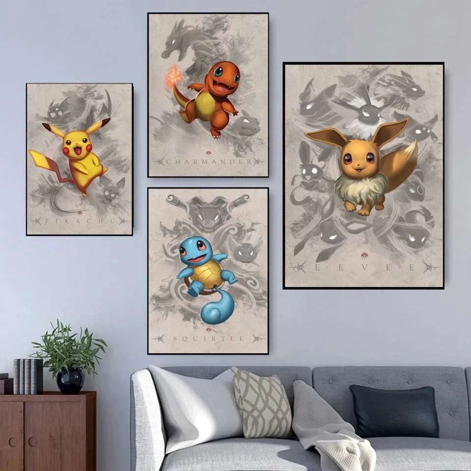 

Canvas Prints Pokemon Charmander Gift Art Living Room Children Gifts Picture Hanging Poster Home Comics Pictures Classic Poster