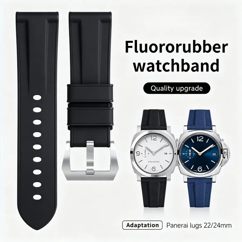 Premium Durable 22mm 24mm Nylon Woven FKM Fluororubber Watch Strap Waterproof for Panerai Men's PAM111 PAM441 PAM389 Replacement