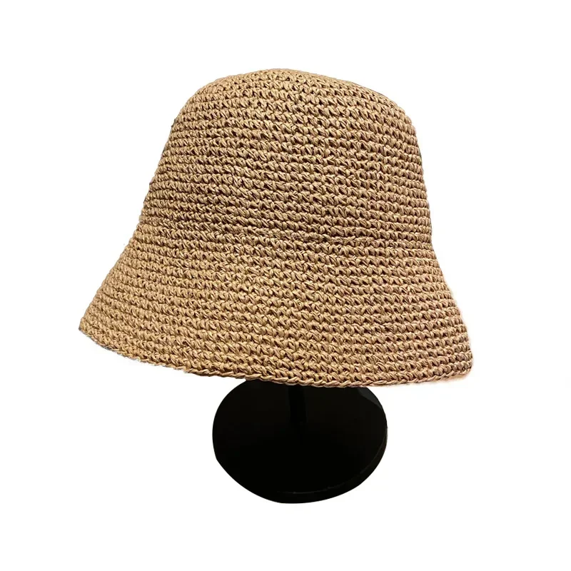 Beach Korean Straw Hat Summer Women Visor Bucket Hat Fisherman Hat Hand Weaving Panama Girl Fishing Chapeau Sun Hats for Women