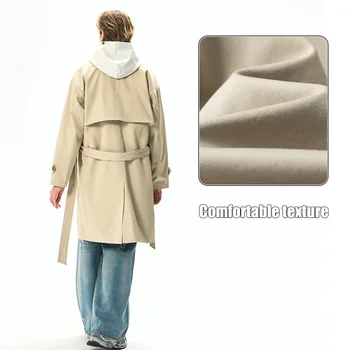 Men's Long Business Casual Trench Coat 2 Jackets Man Spring Men's coats Trench Coat Male Streetwear Windbreaker Trenchcoat Men Solid Business Casual Loose Long Overcoat 2
