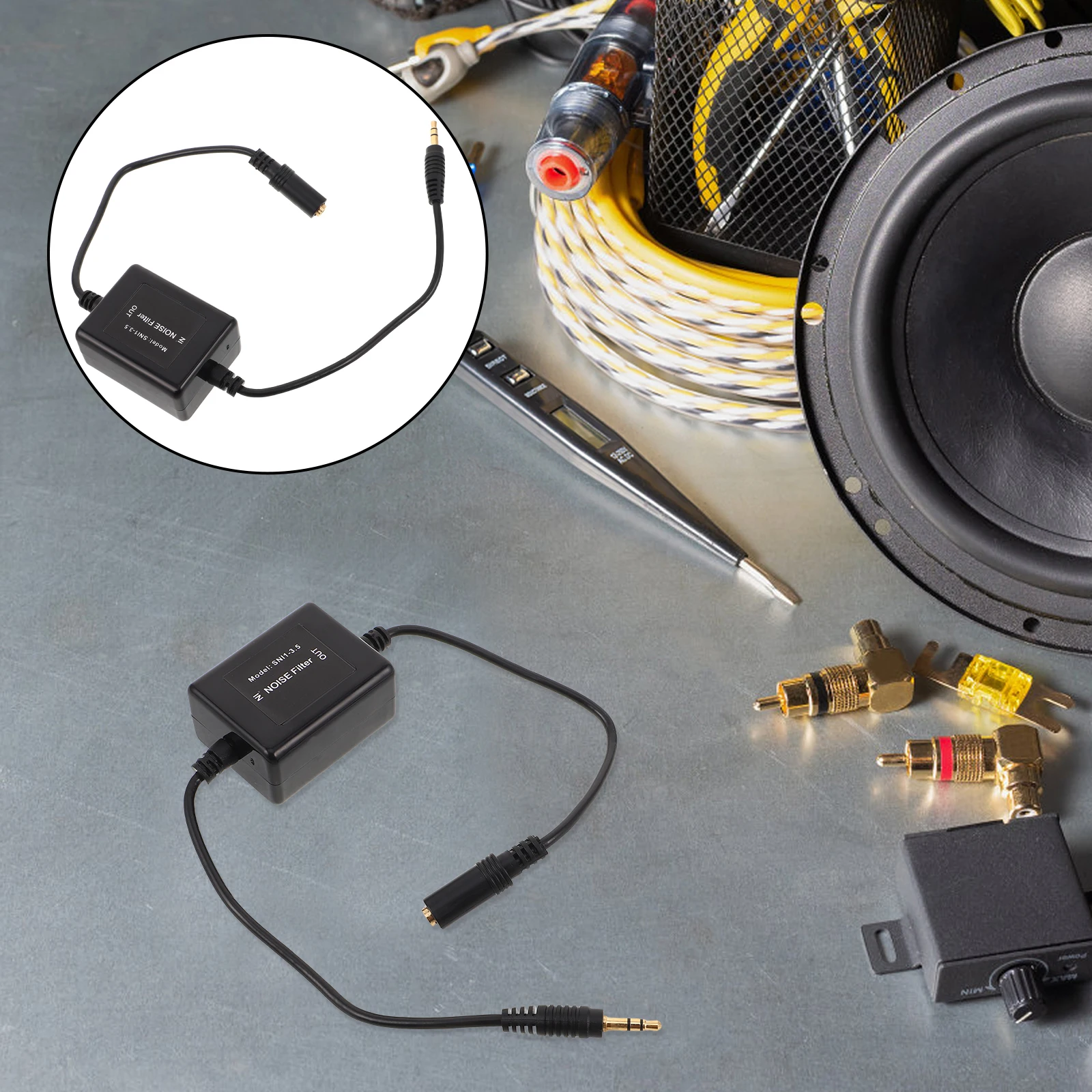 

Car Audio Static Remover Aux Noise Canceller Sound System Hum Filter Heavy Duty Ground Loop Isolator For Car Stereo Noise