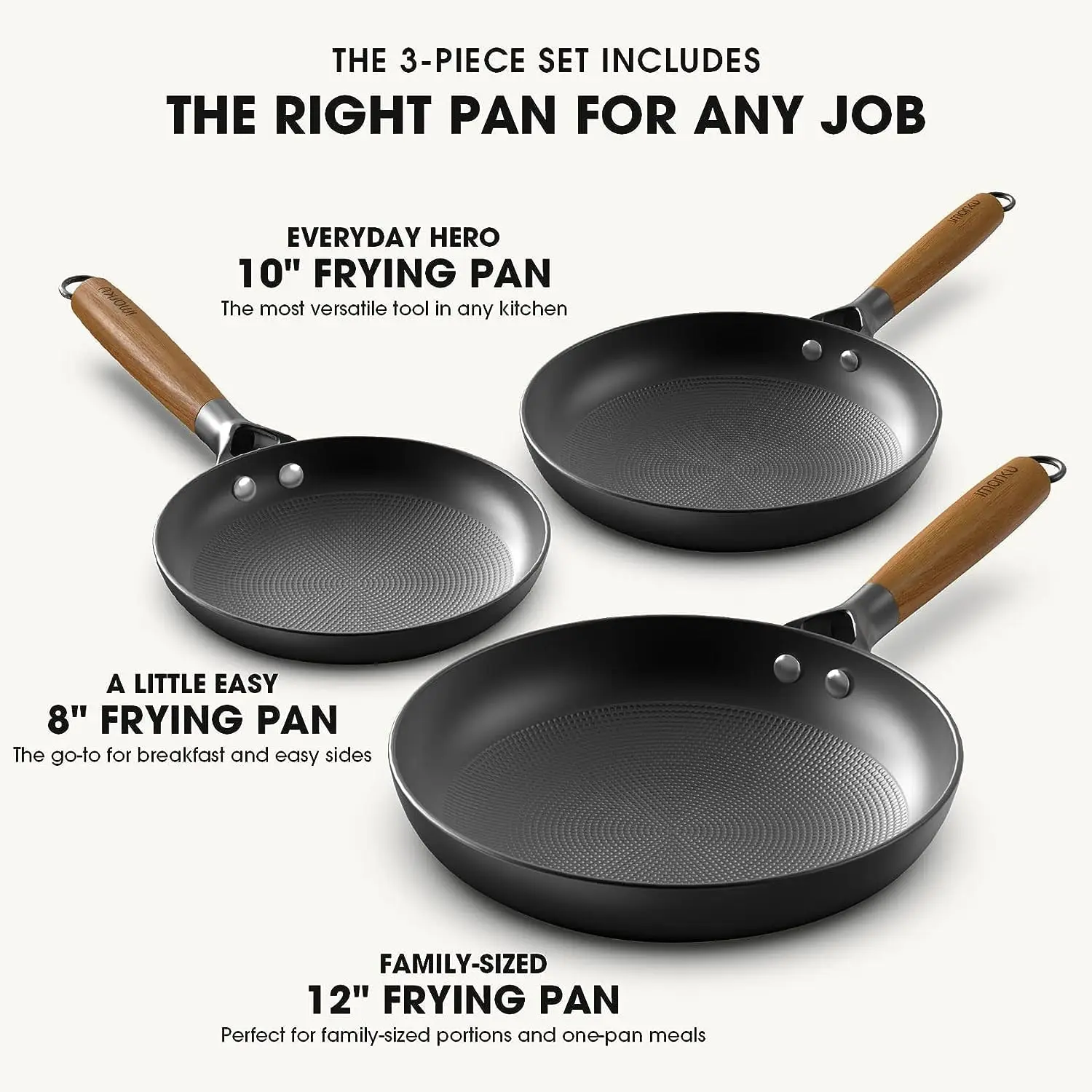 imarku Non Stick Frying Pans - 8&10&12 Inch Frying Pan Nonstick Professional Cast Iron Skillet Dishwasher Safe Nonstick Frying P