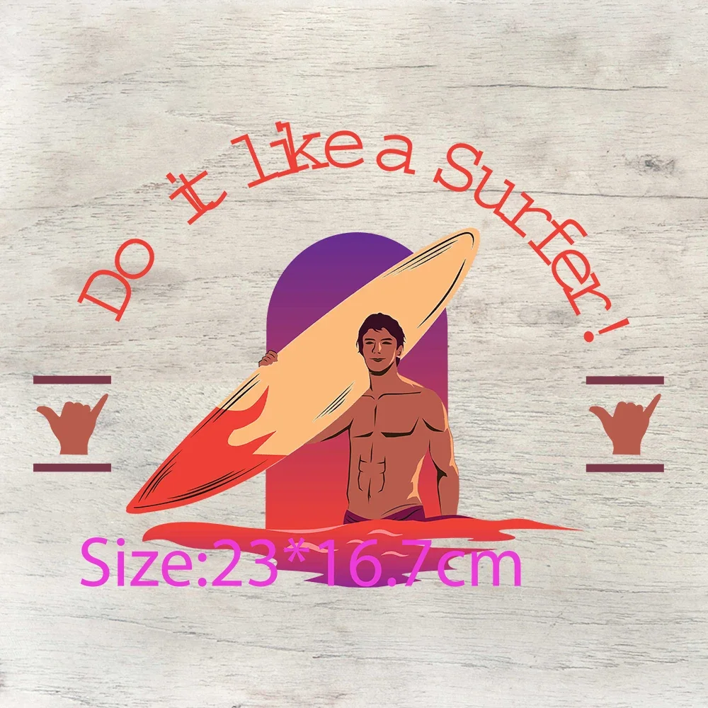 Ready to Press on Garment Surf Waves Enjoy Holiday Summer Vacation Vibes Sports DTF Transfers custom patch