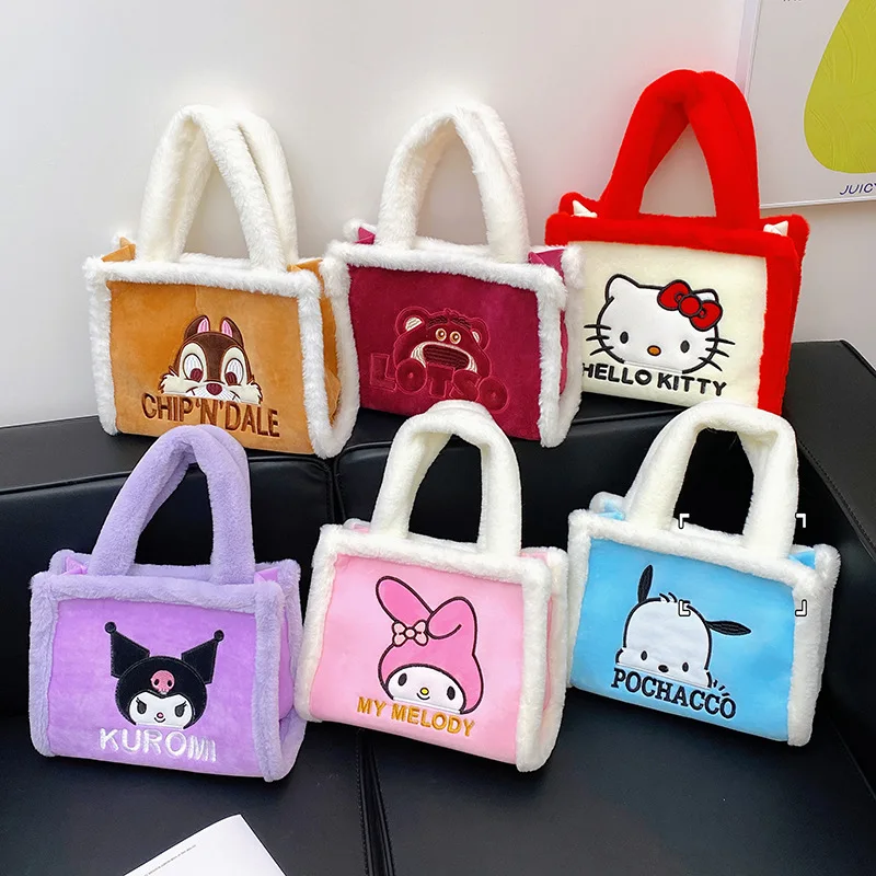 

Sanrio Plush Handbag Hello Kitty Cinnamoroll Kuromi Anime Wallet Large Storage Girls Bag Protable Children Birthday Bag Kid Gift