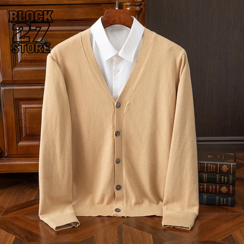 

Harajuku мужской свитер кардиган деловой повседневный классический однотонный кардиган с v-образным вырезом мужской свитер корейская мода мужская одежда новый