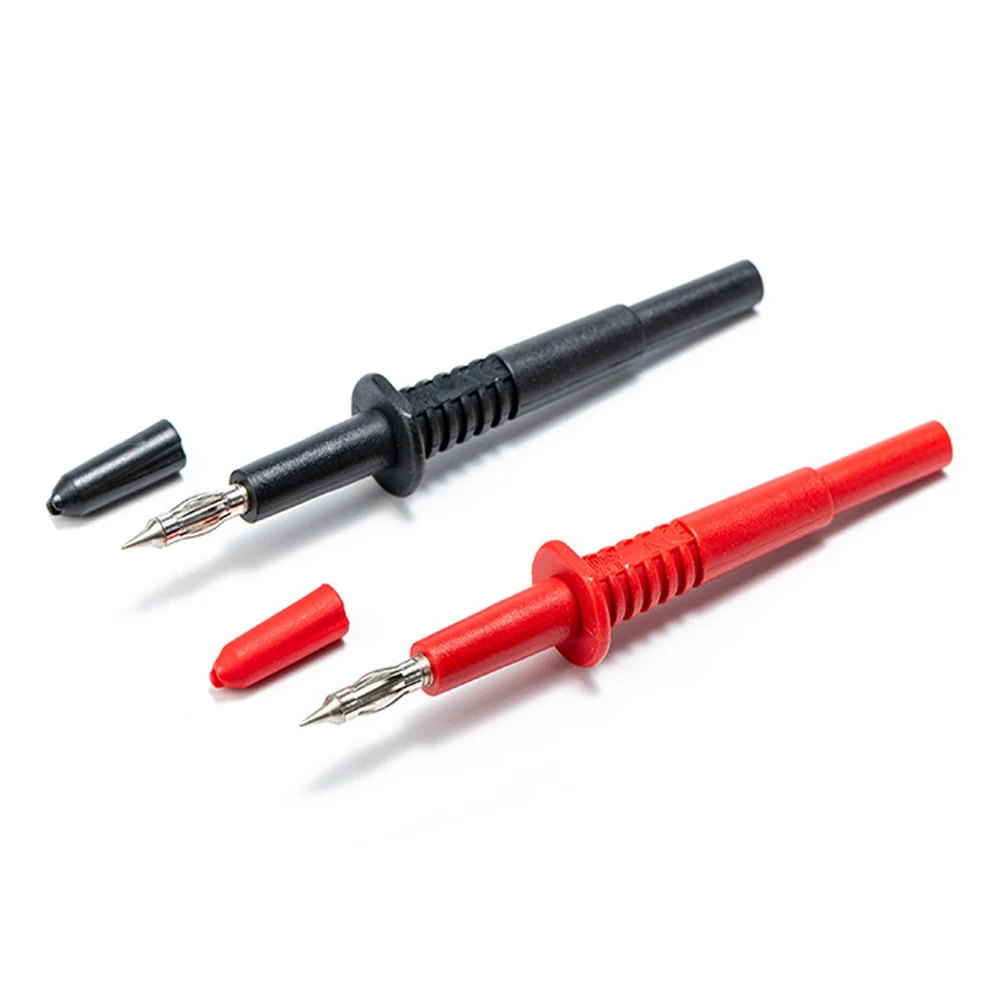 2Pcs Test Pen Pin Test Probe Tips Electrical Connector 2mm Lantern Shape Test Probe 4mm Banana Socket For Multi-meter Red Black