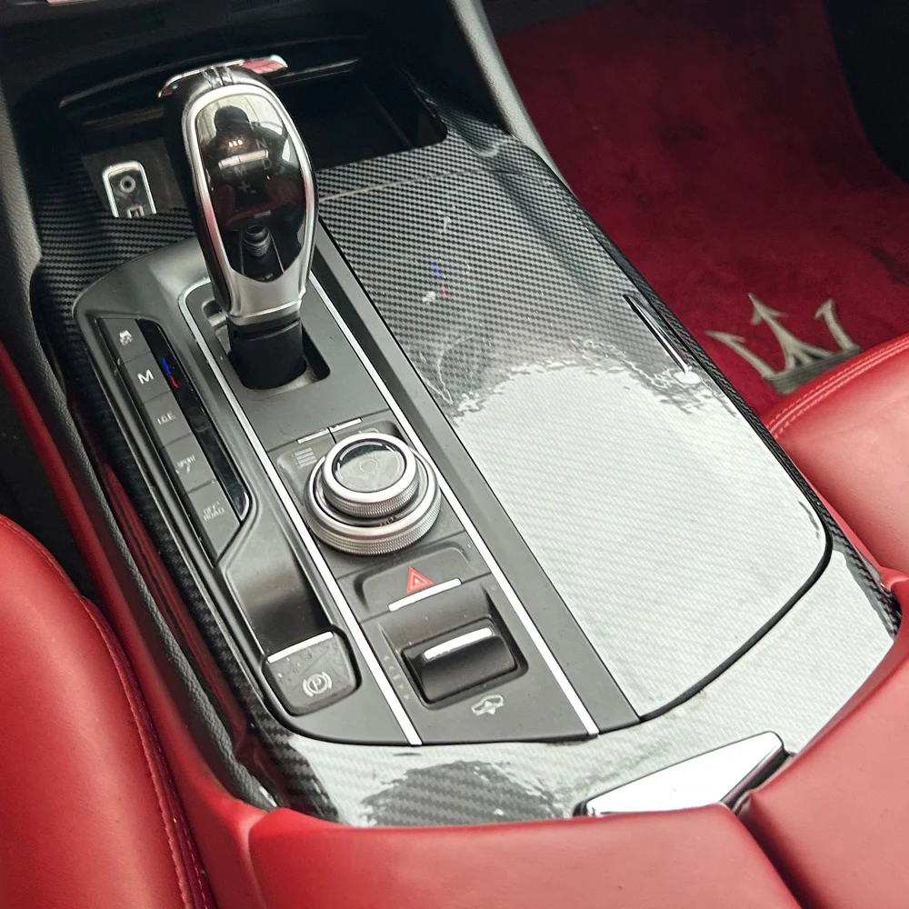 Carbon Fiber Interior car Sticker For Maserati Levante 2016-2023 Central Console Gear Shift Panel Door Handle Cover Trim