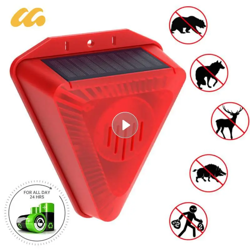 

6LED Solar Alarm Light IP65 Waterproof Sensor 129dB Siren Dog Barking Gunshots Garden Home Security Solar Alarm Lamp Outdoor