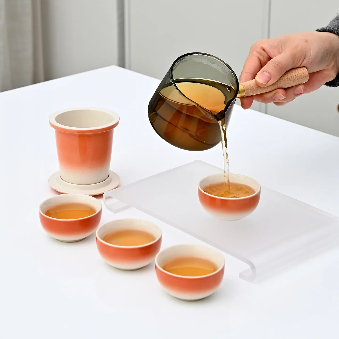 Travel Tea Set Portable Glass Pot Practical Gift for Housewarming Colorful Unique Luxury Tea Ceremony Accessories Teapot Gift