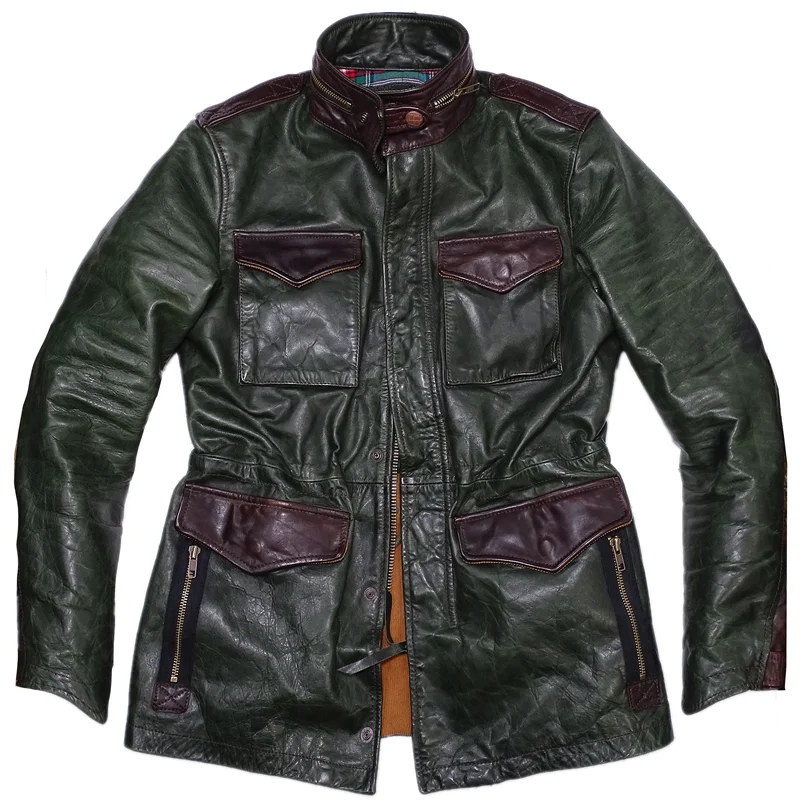 

M65 Horsehide Jacket Genuine Leather Top Gun Maverick Military Motorcycle Thick Plus Size Winter Coat Safari Vintage Clothes