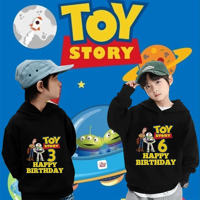 

Toy Story Children hoodie Birthday 1-14 Woody Buzz Lightyear Disney Clothes Kawaii Anime Cartoons Kid Boy Girl Casual sweatshirt