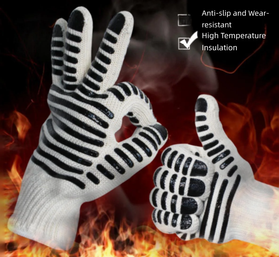 1pc Anti scald heat-insulating and gloves for barbecue baking kitchen and five finger thick silicone anti slip gloves