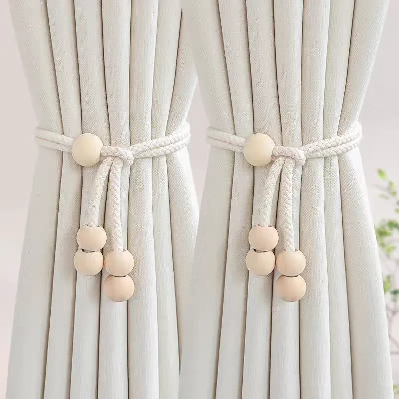2pcs Modern Minimalist Curtain Straps, Hanging Balls, Handmade Cotton Rope Storage Straps, Living Room and Bedroom Decoration
