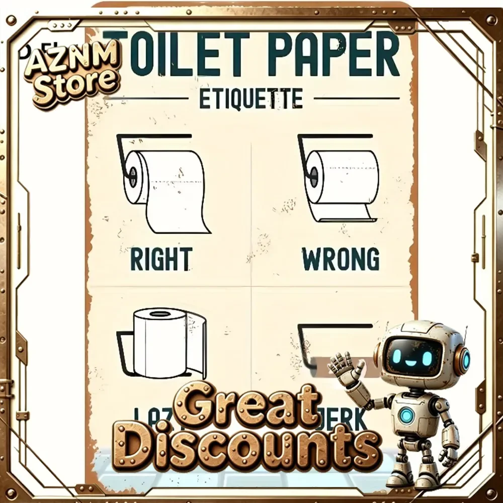 Toilet Paper Etiquette Sign 2D Flat 15cm x 20cm Funny Bathroom Wall Decor Home Art