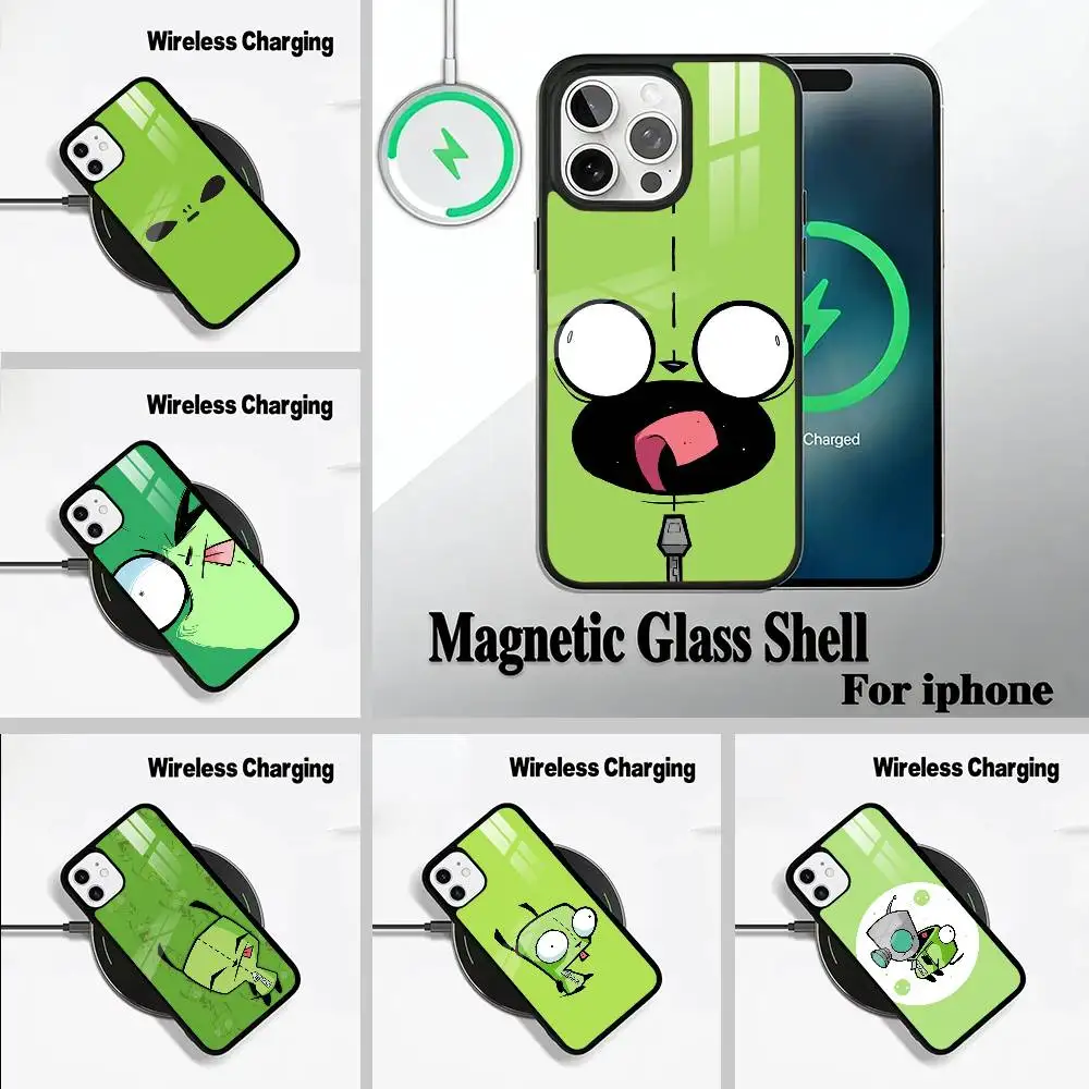 

Cartoon Invader Zim Gir For IPhone17 16 15 14 13 12 11 Plus Pro Max Plus Wireless Charger Phone Case