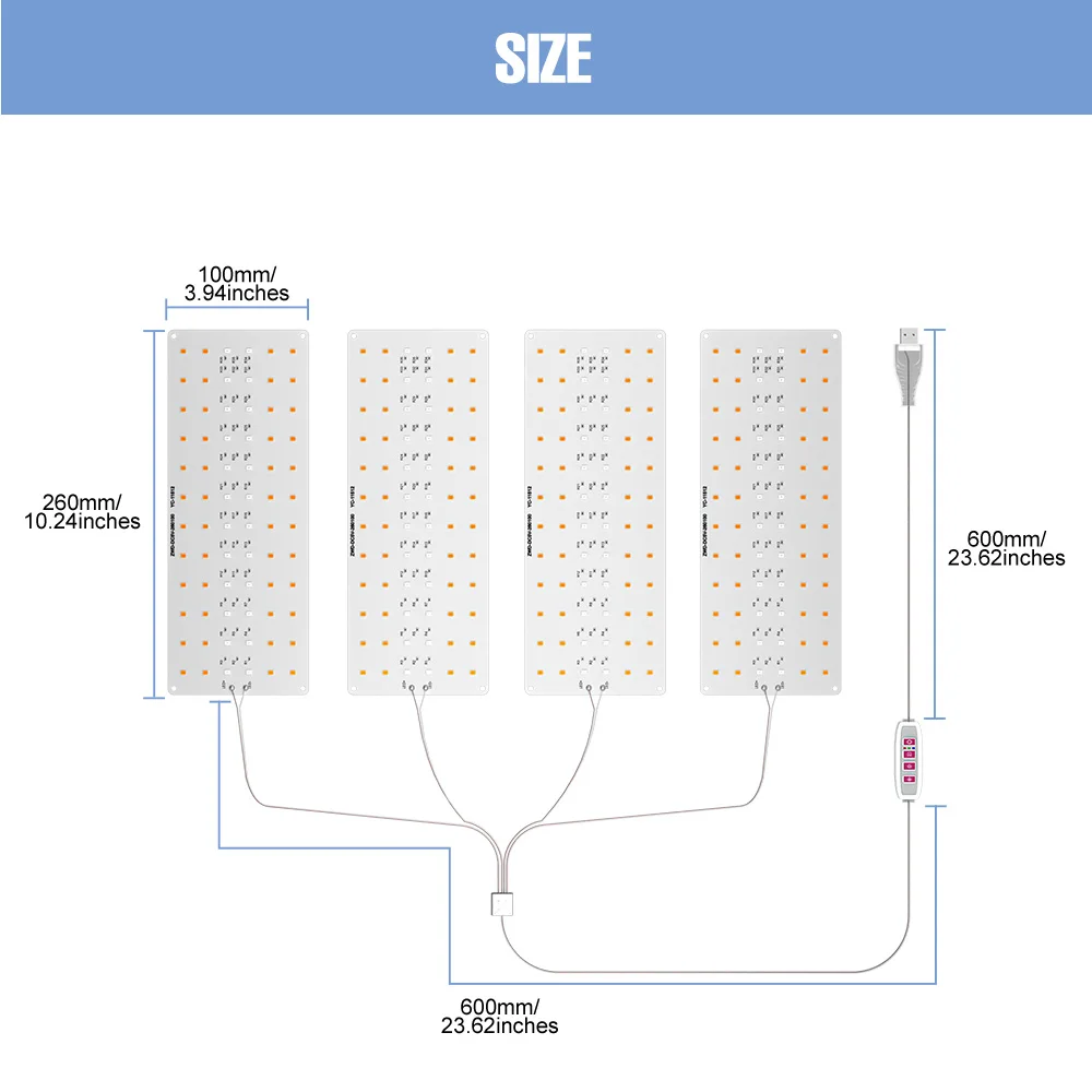 DC5V USB LED تنمو أضواء الطيف الكامل الكم مجلس زراعة مصباح مع توقيت السيارات تشغيل/إيقاف لمصنع الصبار العصاري بوعاء #6