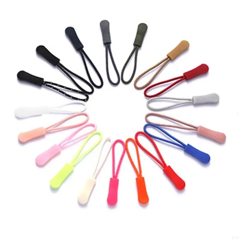 

77JF 10pcs Zipper Pull Puller End Fit Rope Tag Replacement Clip Broken Buckle Fixer